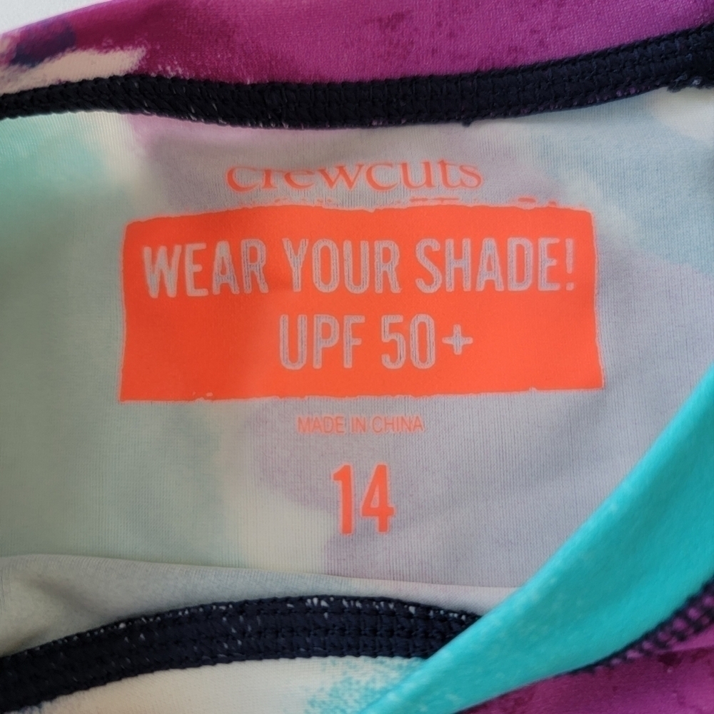J Crew Crewcuts UPF50+ Tie-Dye Patterned Rashguard Shirt Youth Size 14 - Picture 4 of 9